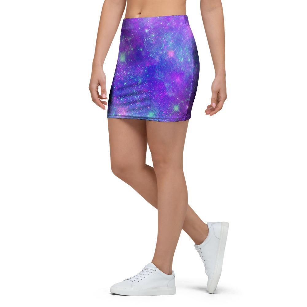 Blue And Pink Galaxy Space Mini Skirt-grizzshop