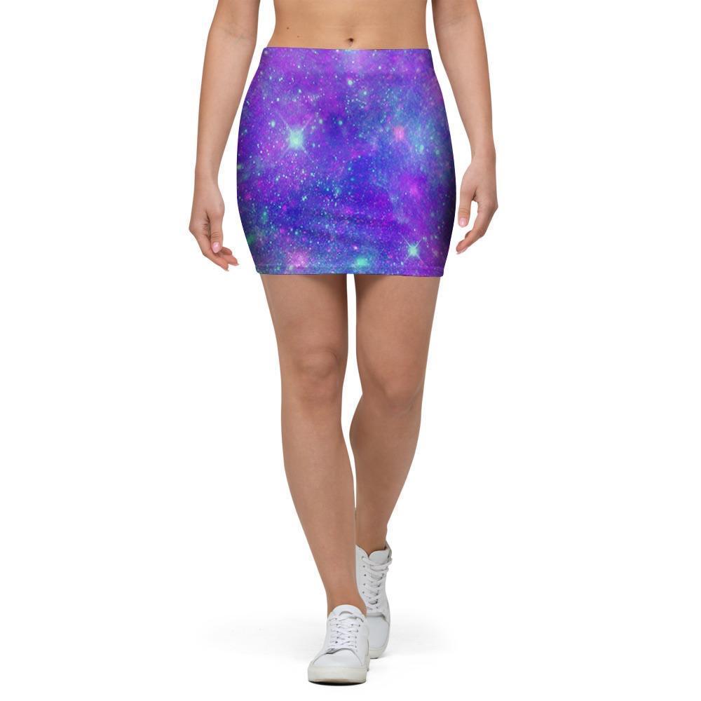 Blue And Pink Galaxy Space Mini Skirt-grizzshop