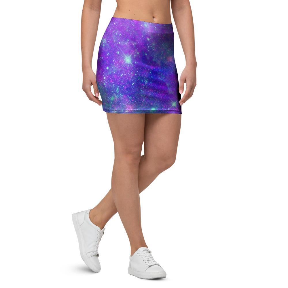 Blue And Pink Galaxy Space Mini Skirt-grizzshop