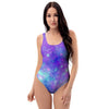 Blue And Pink Galaxy Space One Piece Swimsuite-grizzshop