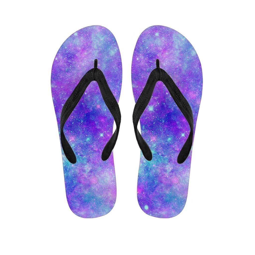 Blue And Pink Galaxy Space Women's Flip Flops-grizzshop