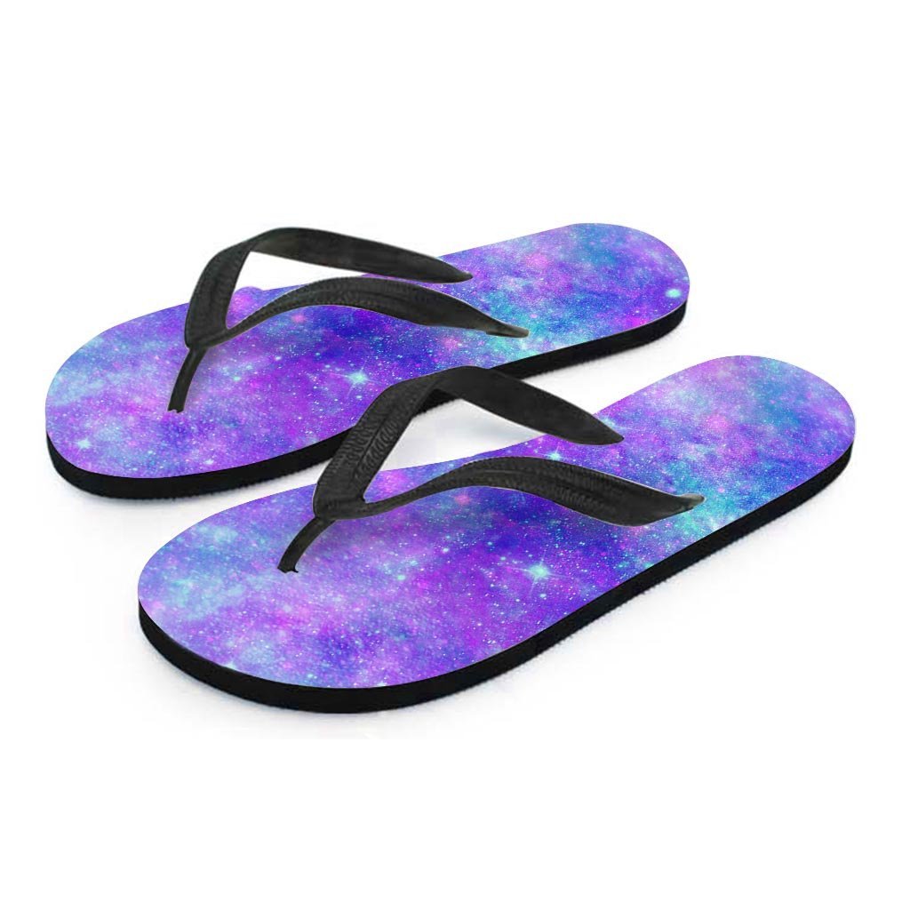 Blue And Pink Galaxy Space Women's Flip Flops-grizzshop