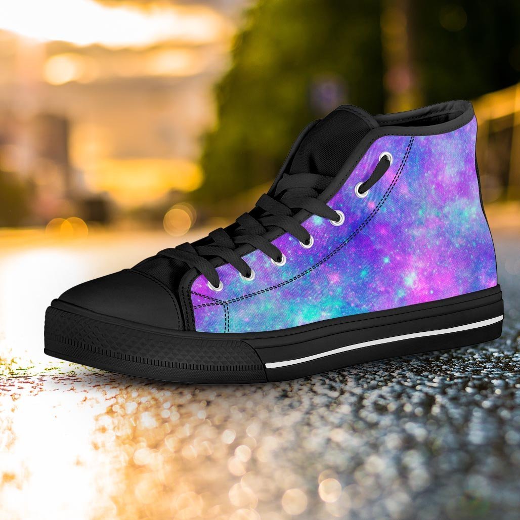 Blue And Pink Galaxy Space Women's High Top Shoes-grizzshop