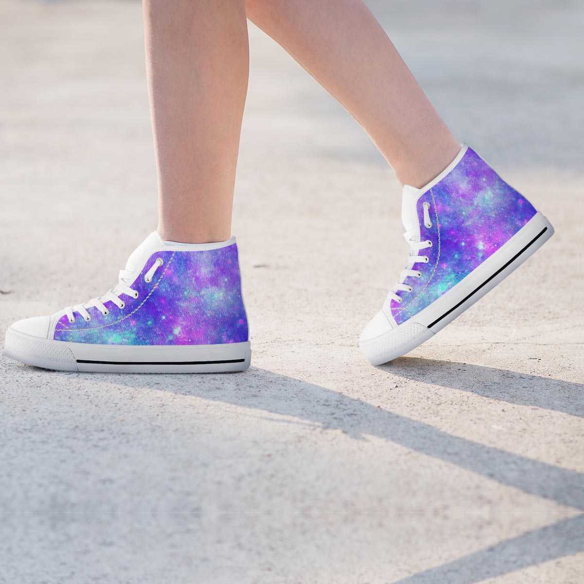 Blue And Pink Galaxy Space Women's High Top Shoes-grizzshop