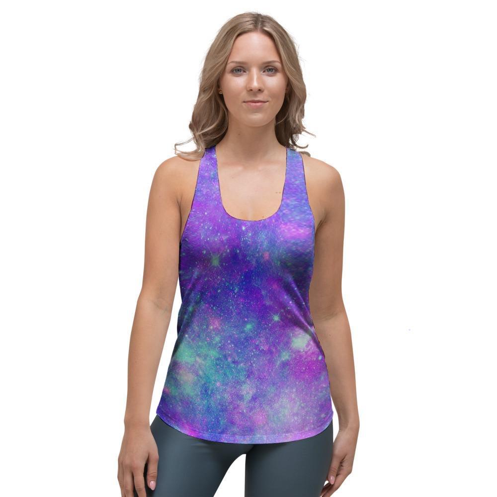 Blue And Pink Galaxy Space Women's Racerback Tank Top-grizzshop