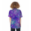 Blue And Pink Galaxy Space Women's Short Sleeve Shirts-grizzshop