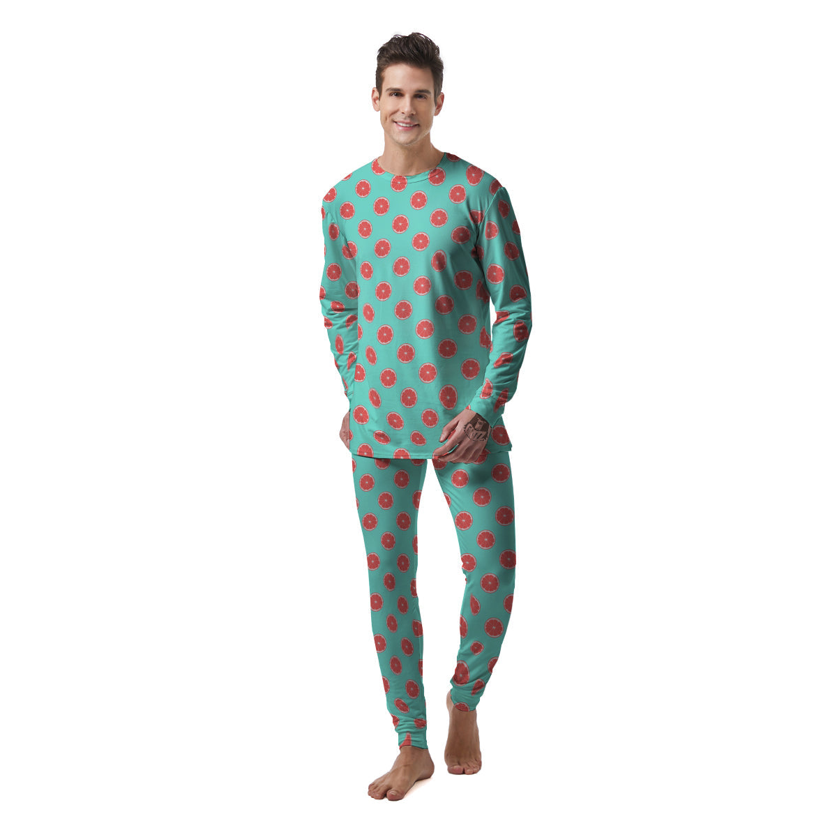 Blue And Pink Grapefruit Sliced Print Pattern Men's Pajamas-grizzshop