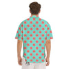 Blue And Pink Grapefruit Sliced Print Pattern Men's Short Sleeve Shirts-grizzshop