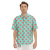 Blue And Pink Grapefruit Sliced Print Pattern Men's Short Sleeve Shirts-grizzshop