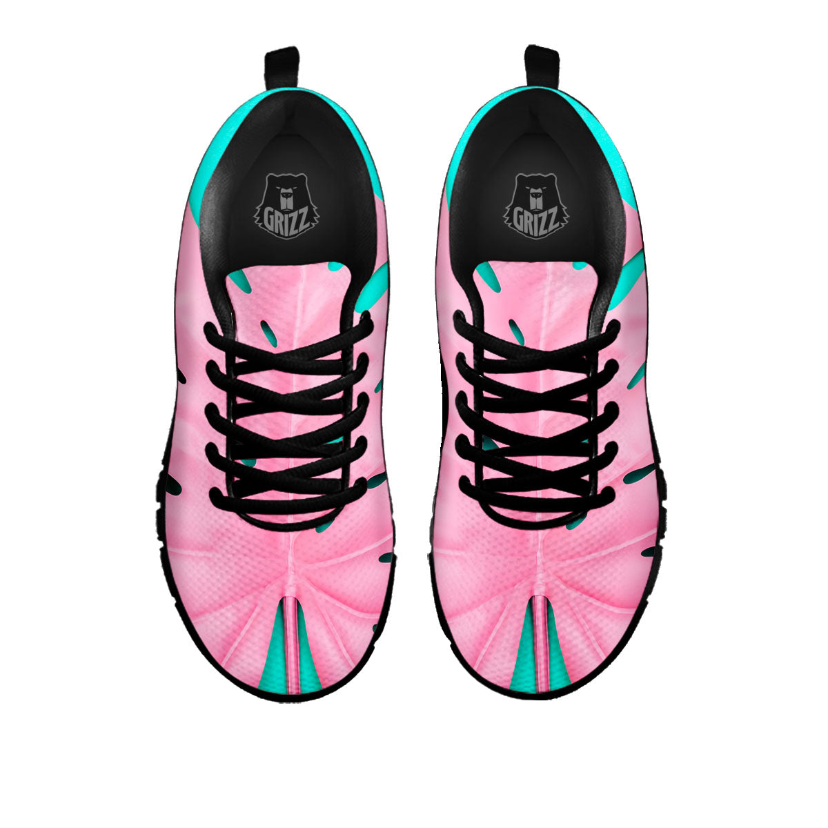 Blue And Pink Tropical Palm Leaf Print Black Sneaker-grizzshop