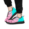 Blue And Pink Tropical Palm Leaf Print Black Sneaker-grizzshop