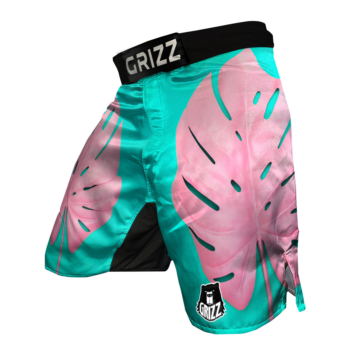 Blue And Pink Tropical Palm Leaf Print MMA Shorts-grizzshop