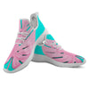 Blue And Pink Tropical Palm Leaf Print White Athletic Shoes-grizzshop