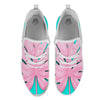 Blue And Pink Tropical Palm Leaf Print White Athletic Shoes-grizzshop