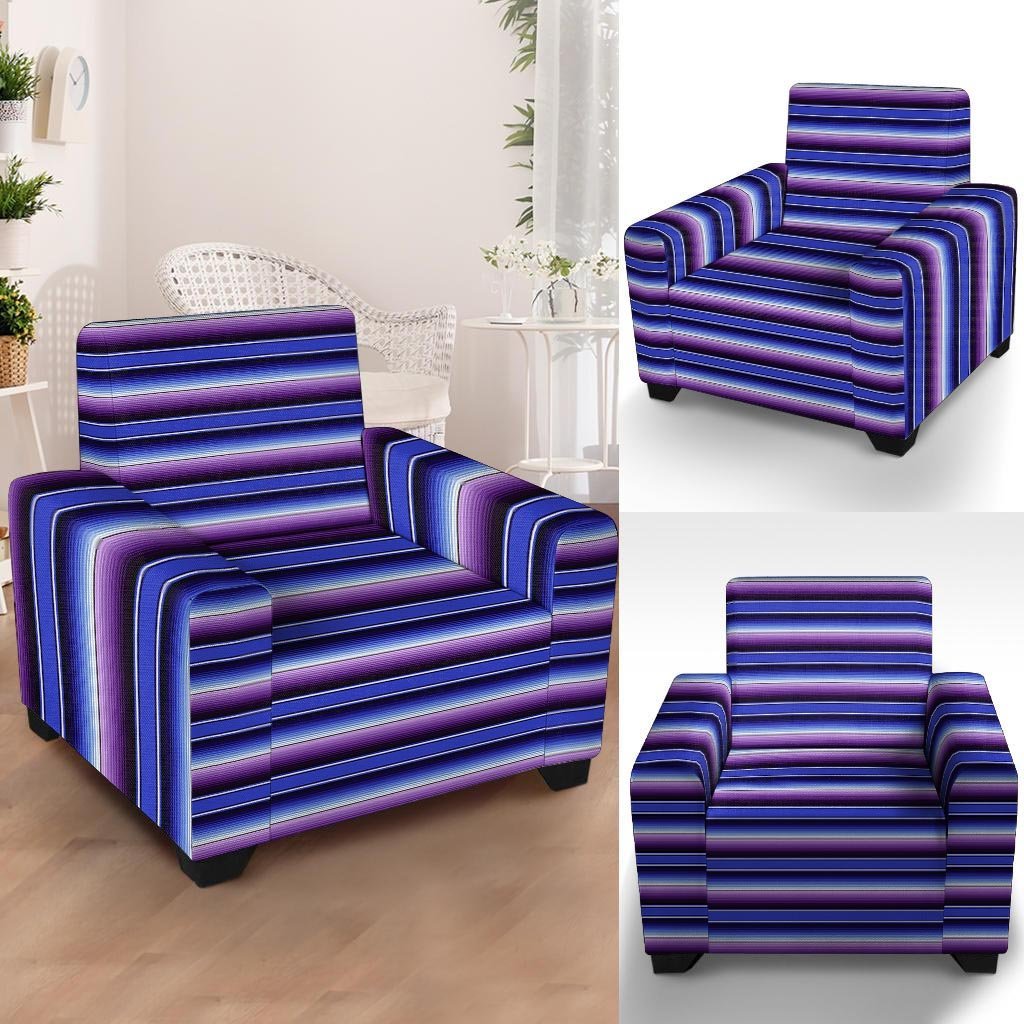 Blue And Purple Mexican Baja Armchair Cover-grizzshop