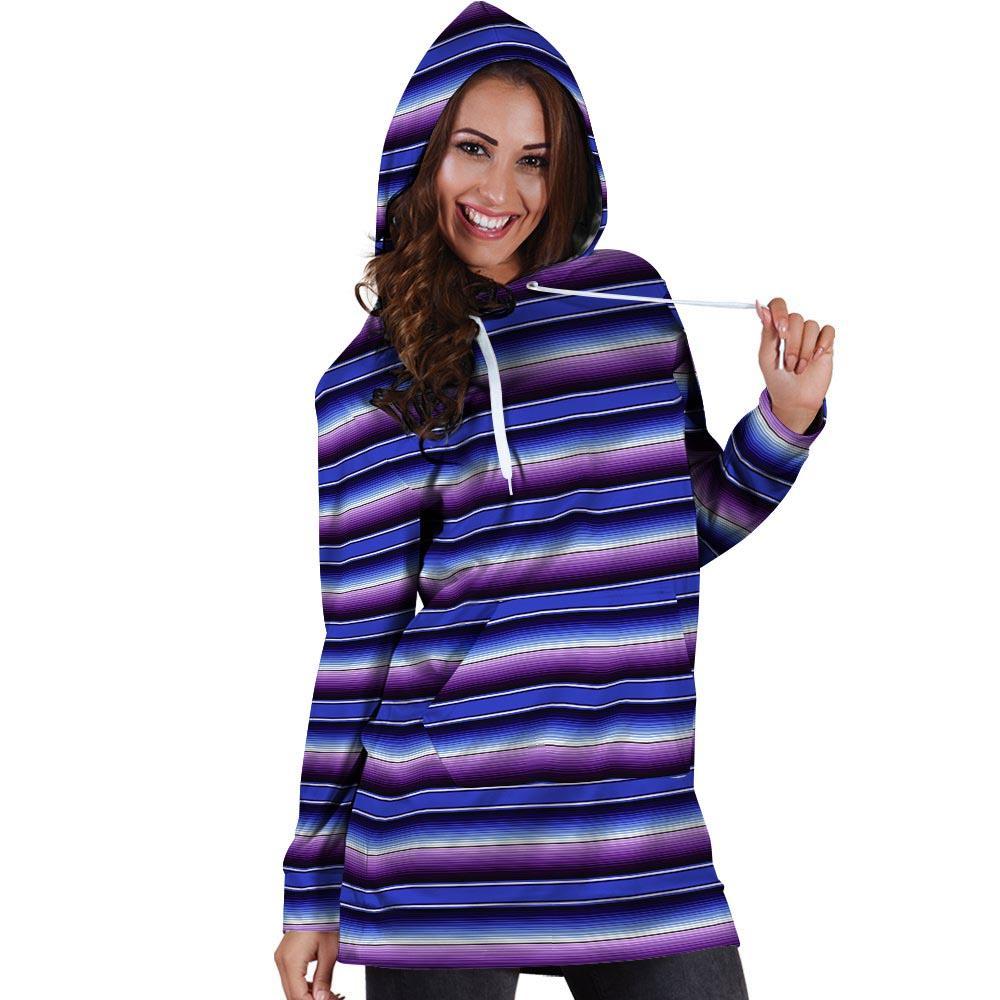 Blue And Purple Mexican Baja Hoodie Dress-grizzshop