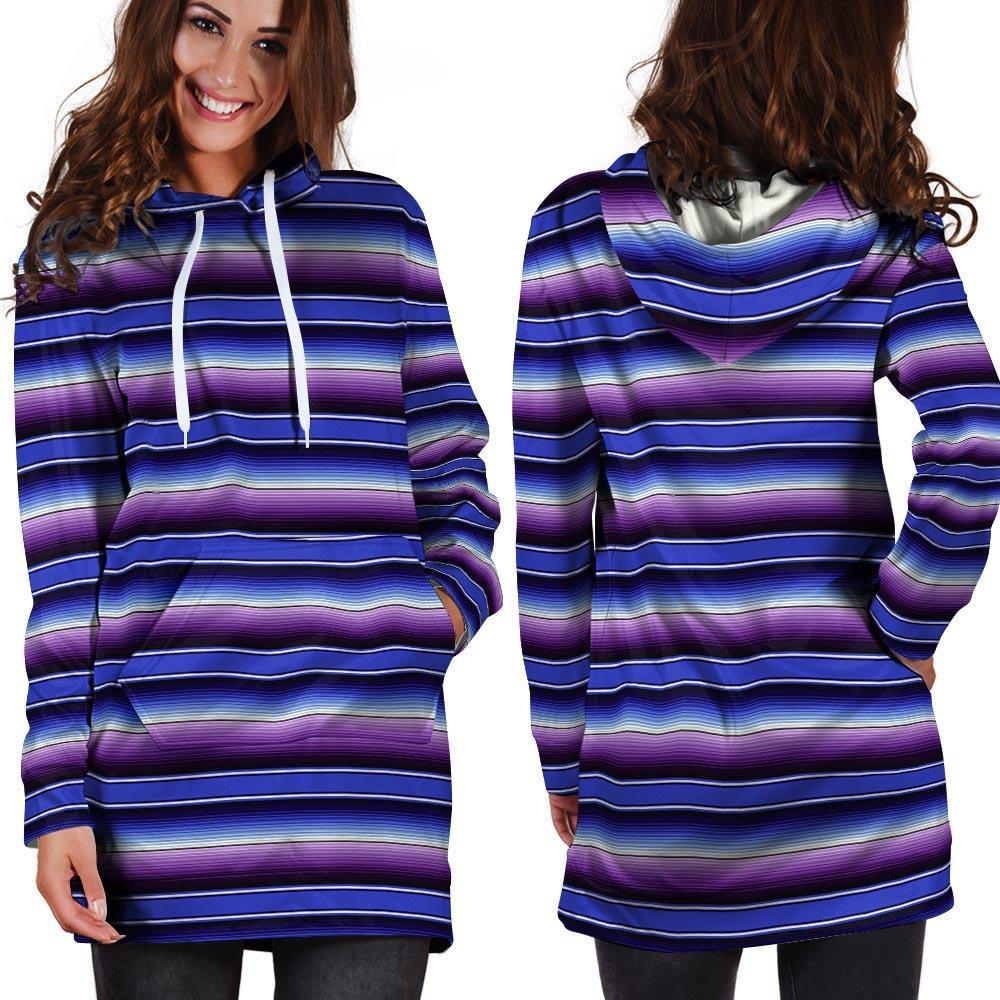 Blue And Purple Mexican Baja Hoodie Dress-grizzshop