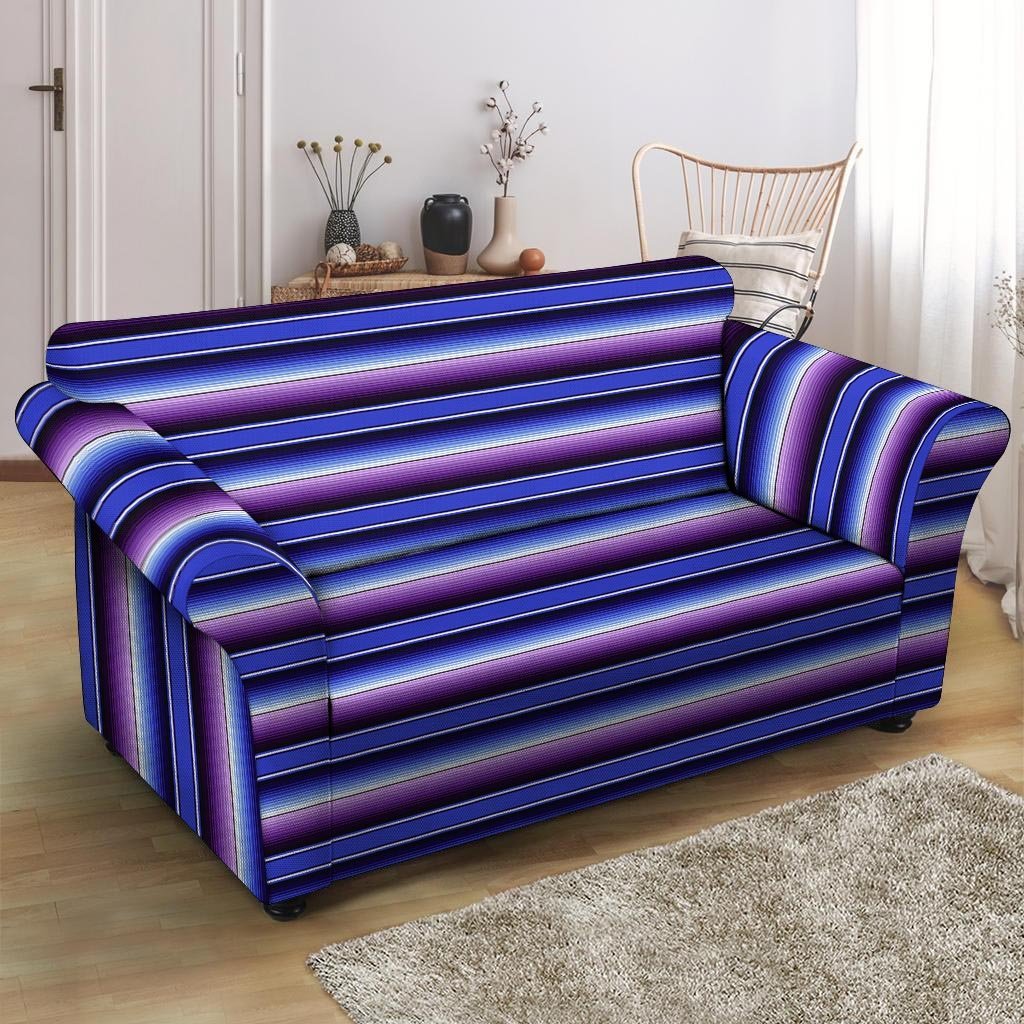 Blue And Purple Mexican Baja Loveseat Cover-grizzshop