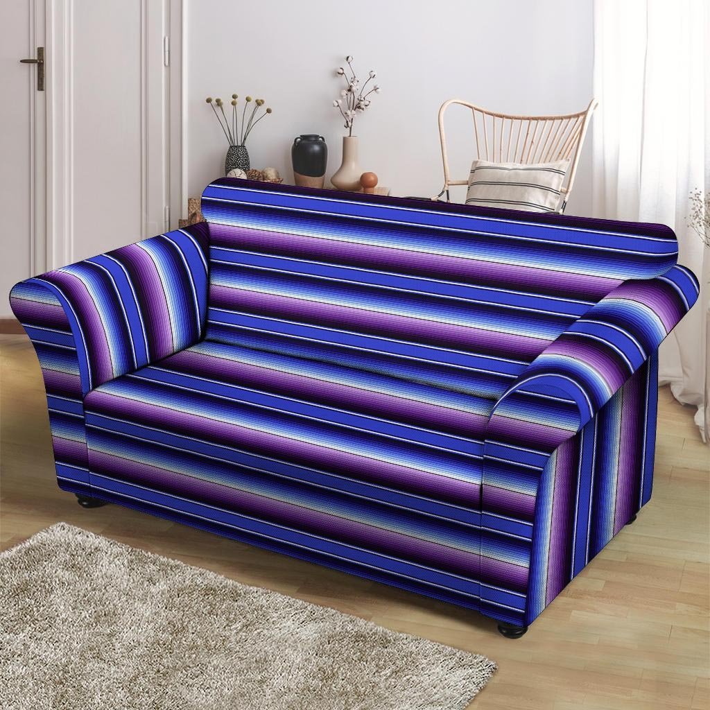 Blue And Purple Mexican Baja Loveseat Cover-grizzshop