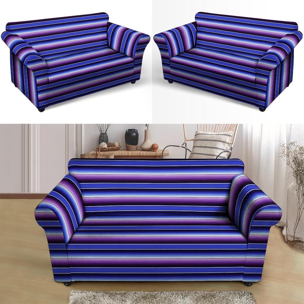 Blue And Purple Mexican Baja Loveseat Cover-grizzshop