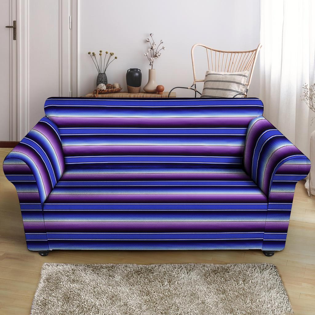 Blue And Purple Mexican Baja Loveseat Cover-grizzshop