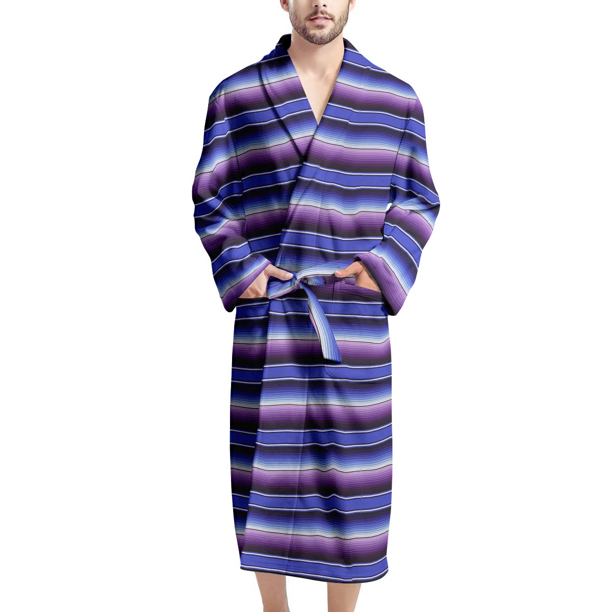 Blue And Purple Mexican Baja Men's Robe-grizzshop