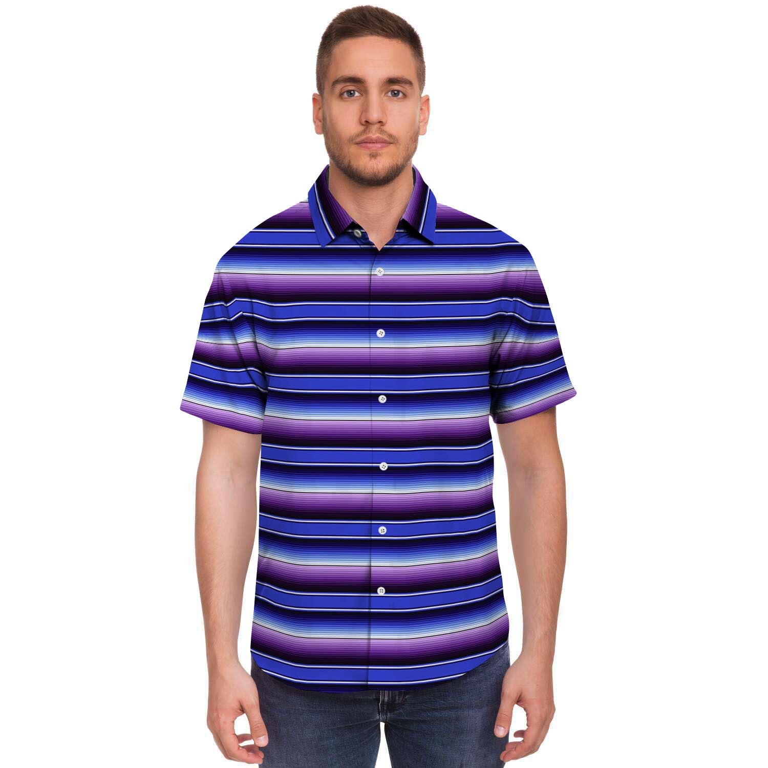 Blue And Purple Mexican Baja Men's Short Sleeve Shirt-grizzshop