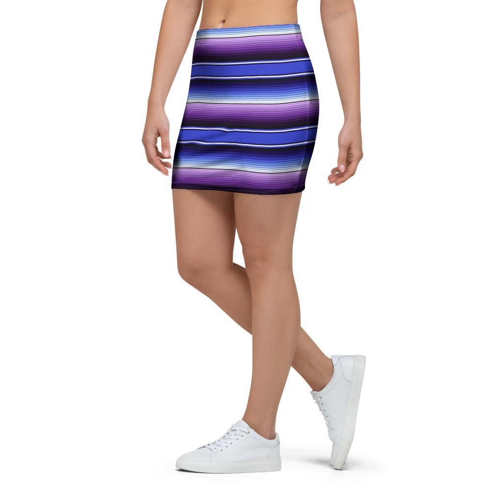 Blue And Purple Mexican Baja Mini Skirt-grizzshop