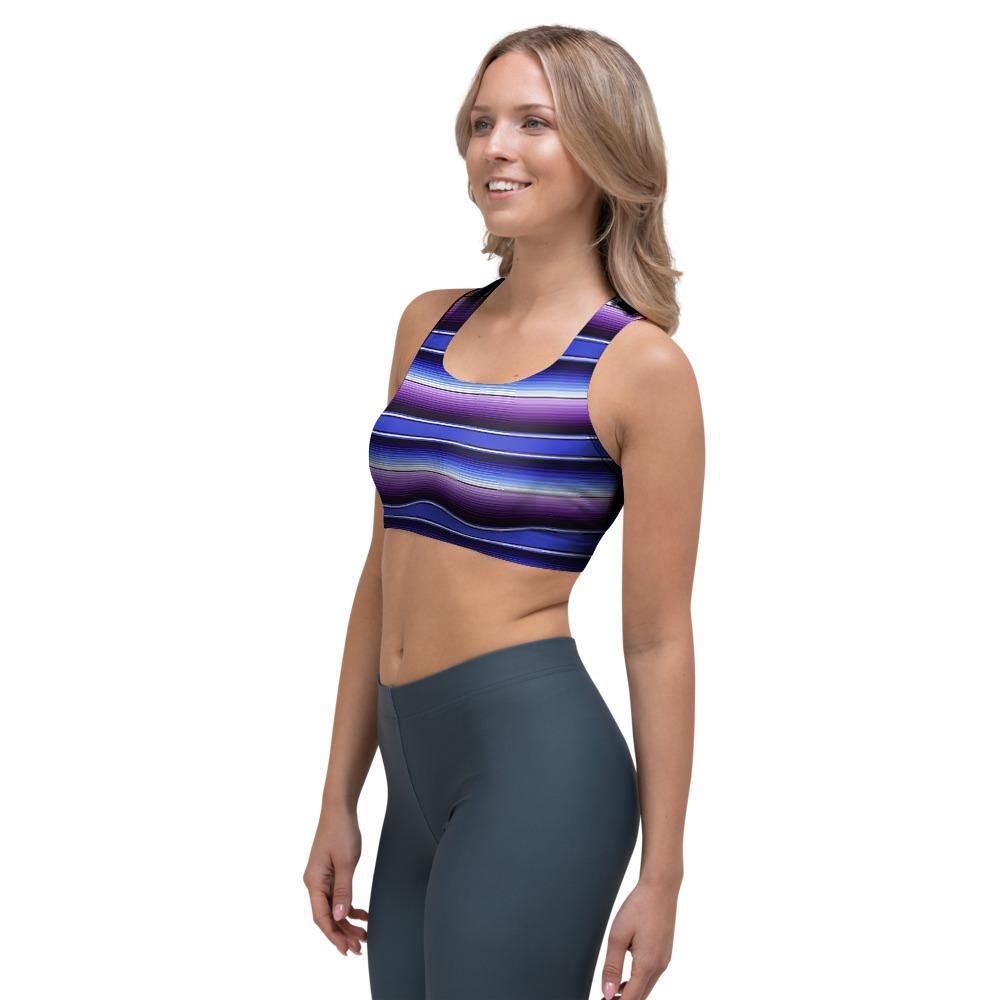 Blue And Purple Mexican Baja Sports Bra-grizzshop