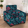 Blue And Red Floral Sugar Skull Armchair Cover-grizzshop