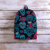 Blue And Red Floral Sugar Skull Backpack-grizzshop