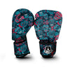 Blue And Red Floral Sugar Skull Boxing Gloves-grizzshop