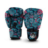 Blue And Red Floral Sugar Skull Boxing Gloves-grizzshop