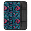 Blue And Red Floral Sugar Skull Car Console Cover-grizzshop