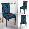 Blue And Red Floral Sugar Skull Chair Cover-grizzshop