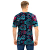 Blue And Red Floral Sugar Skull Men T Shirt-grizzshop