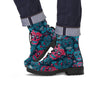 Blue And Red Floral Sugar Skull Men's Boots-grizzshop