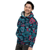 Blue And Red Floral Sugar Skull Men's Hoodie-grizzshop