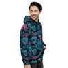 Blue And Red Floral Sugar Skull Men's Hoodie-grizzshop