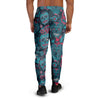 Blue And Red Floral Sugar Skull Men's Joggers-grizzshop