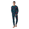 Blue And Red Floral Sugar Skull Men's Pajamas-grizzshop