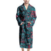 Blue And Red Floral Sugar Skull Men's Robe-grizzshop