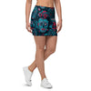 Blue And Red Floral Sugar Skull Mini Skirt-grizzshop