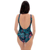 Blue And Red Floral Sugar Skull One Piece Swimsuite-grizzshop