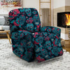 Blue And Red Floral Sugar Skull Recliner Cover-grizzshop