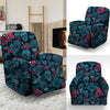 Blue And Red Floral Sugar Skull Recliner Cover-grizzshop