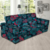 Blue And Red Floral Sugar Skull Sofa Cover-grizzshop