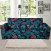 Blue And Red Floral Sugar Skull Sofa Cover-grizzshop