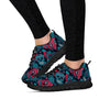 Blue And Red Floral Sugar Skull Women's Sneakers-grizzshop