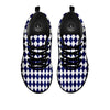 Blue And White Navy Argyle Print Pattern Black Sneaker-grizzshop